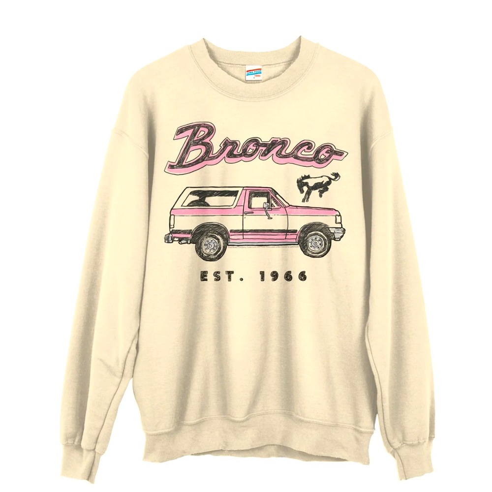 JUNK FOOD UNISEX 1966 BRONCO CREW SWEATSHIRT IN SAND